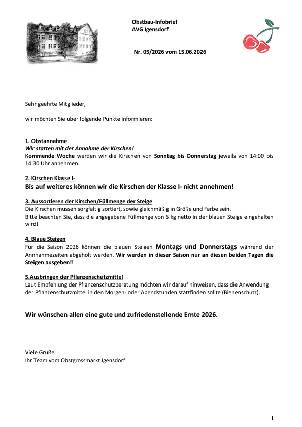 Obstbau-Infobrief AVG Igensdorf Nr. 5/2026