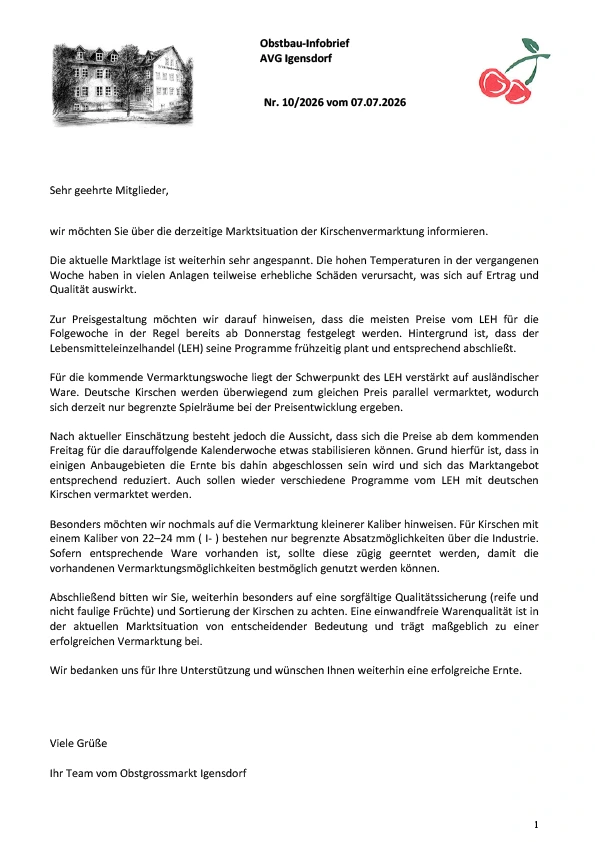 Obstbau-Infobrief AVG Igensdorf Nr. 10/2026