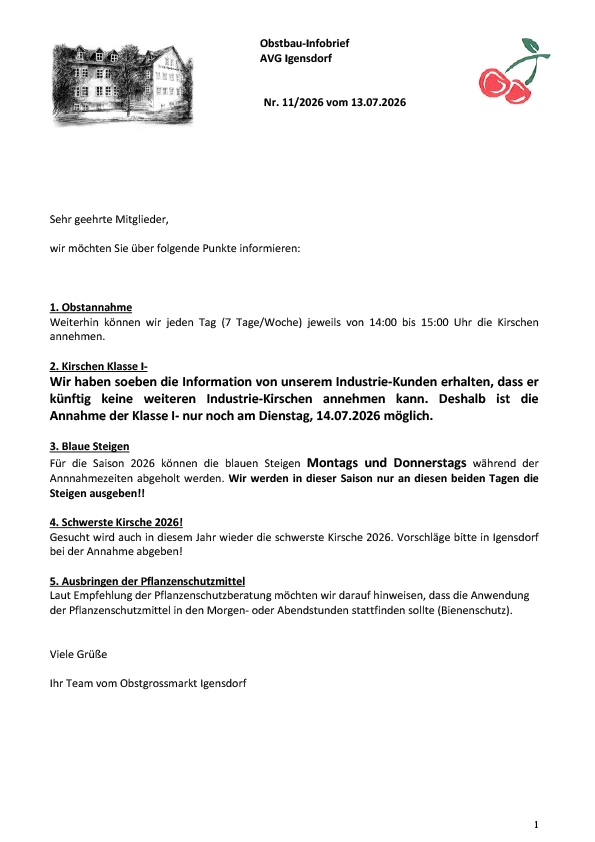 Obstbau-Infobrief AVG Igensdorf Nr. 11/2026